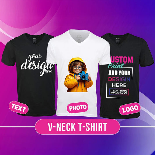 Custom Printed V-Neck T-Shirt: Personalized Text & Logo, custom tee