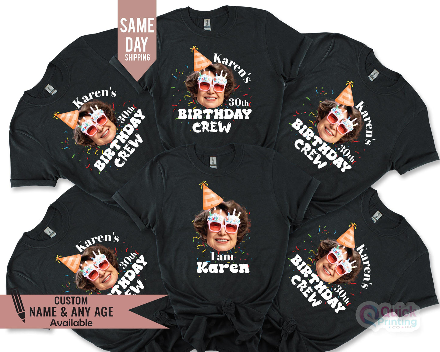 Custom Birthday Photo Name Shirt, Photo Face Tee, Custom Face Birthday T-shirt, Personalized Photo Birthday Party Tee,Birthday Face Name Tee