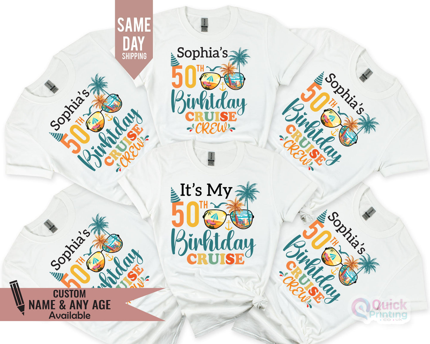 Personalized Birthday Cruise Crew Shirt, Cruise T-shirt, Customized 50th T-shirt, Family Birthday Travel Shirt, Birthday Cruise Squad Tee