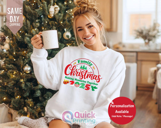 Family Matching Christmas Sweatshirt, Personalized Family Name Christmas Couple Shirt, Matching Family Christmas Tree Sweaters, Xmas Jumper