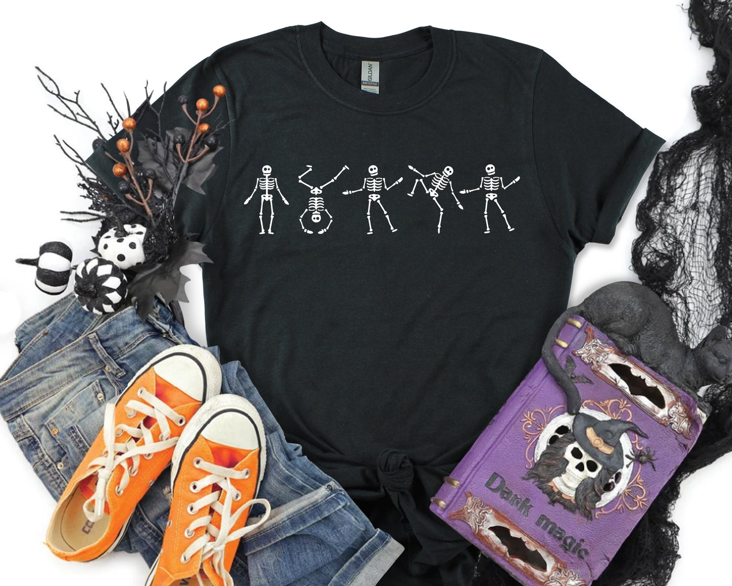 Dancing Skeleton Shirt, Happy Halloween crewneck, Halloween Gift, Horror Shirt, Skeletons Happy Halloween Tshirt, Spooky Halloween tee