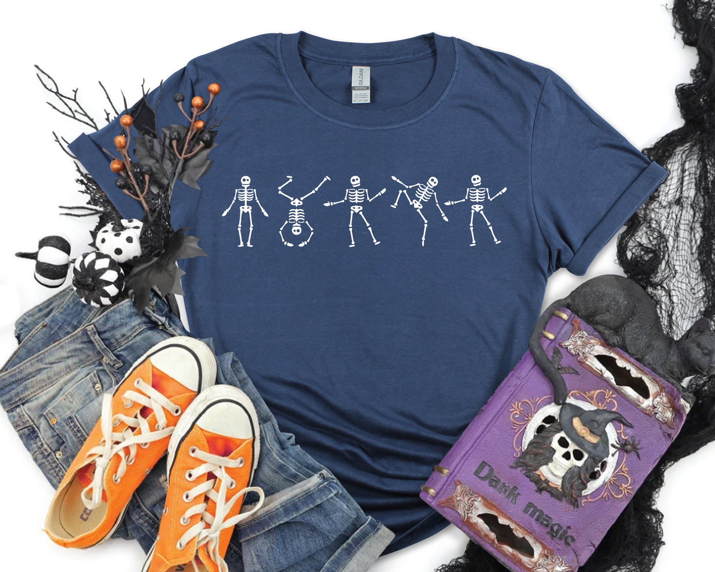Dancing Skeleton Shirt, Happy Halloween crewneck, Halloween Gift, Horror Shirt, Skeletons Happy Halloween Tshirt, Spooky Halloween tee