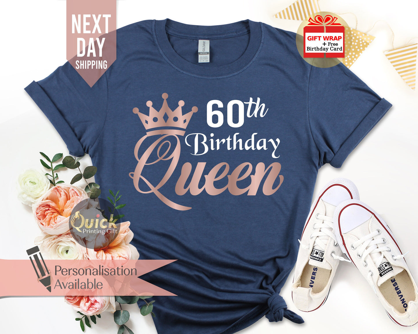 60th Birthday Gifts for Women, 60th Birthday Queen Tshirt Ladies, 1963 Birthday Shirt, Vintage Birthday Gift for Mum Grandpa Womens Birthday