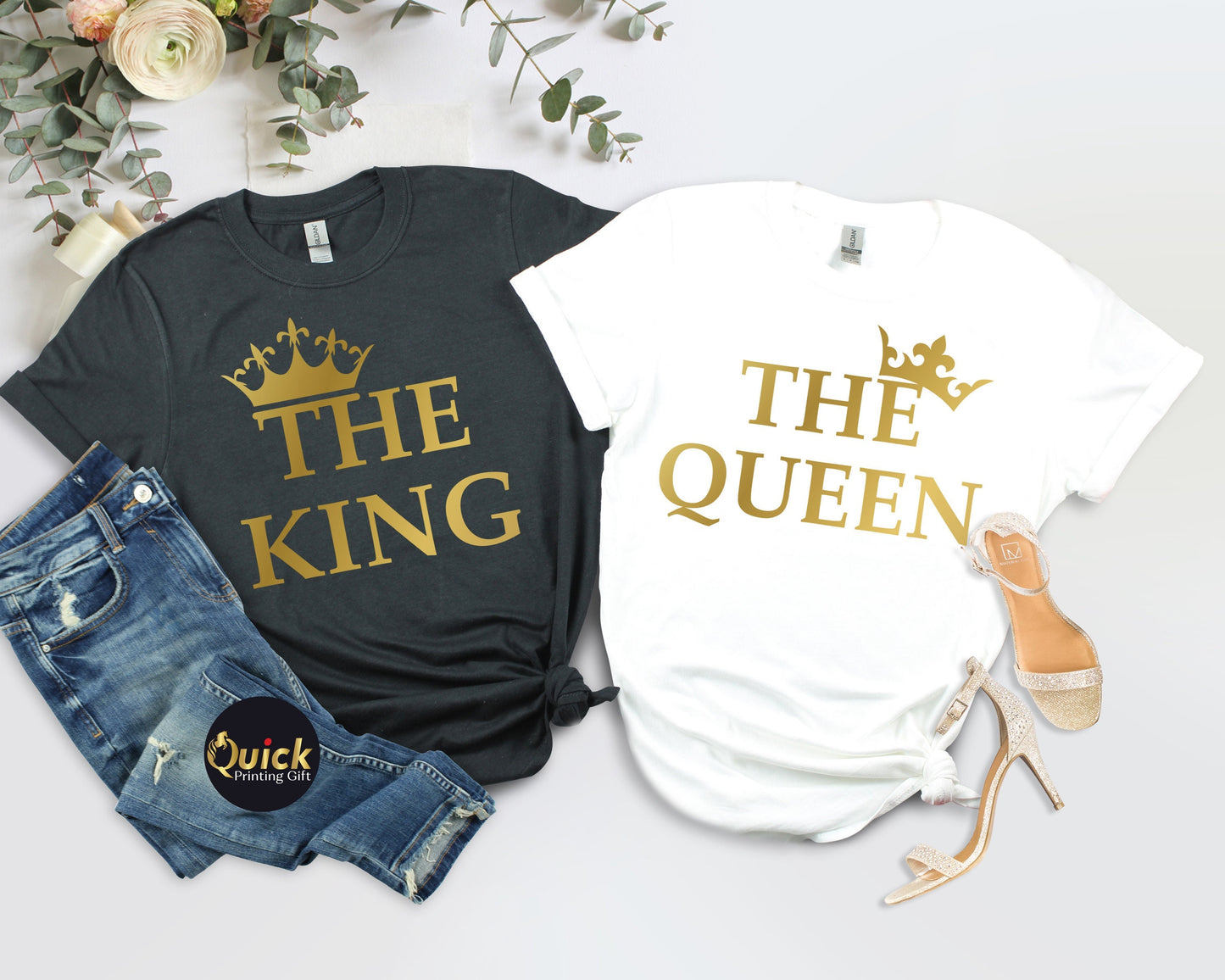 King Queen Tshirt, Matching Family Outfits, Mr Mrs Tshirt, Hubby Wifey Tshirt for Women Men, Birthday Gift for Mum Dad