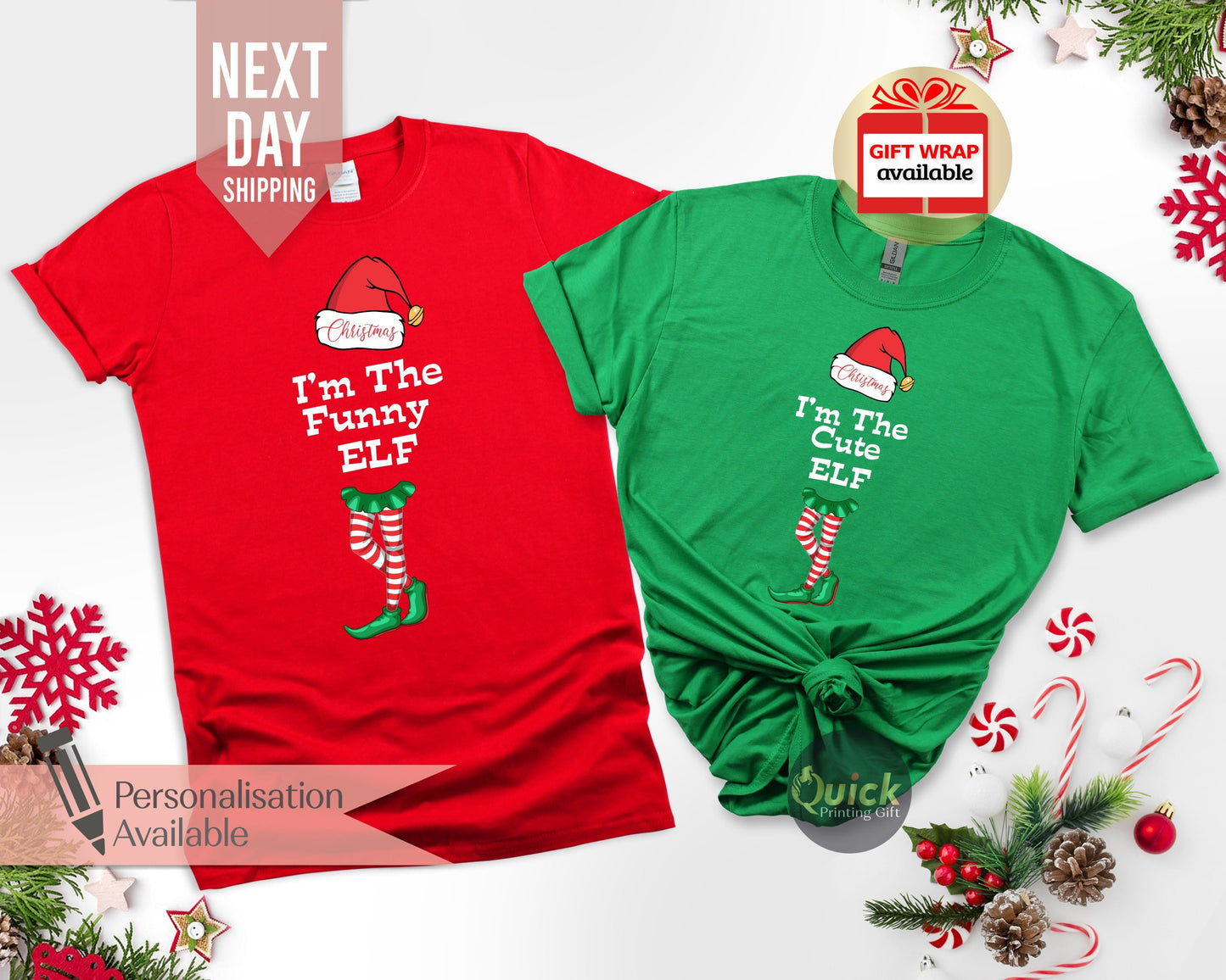 Funny Elf Christmas Shirt, Cute Christmas Elf Tshirt Costume, Personalised Christmas Gift for Friend