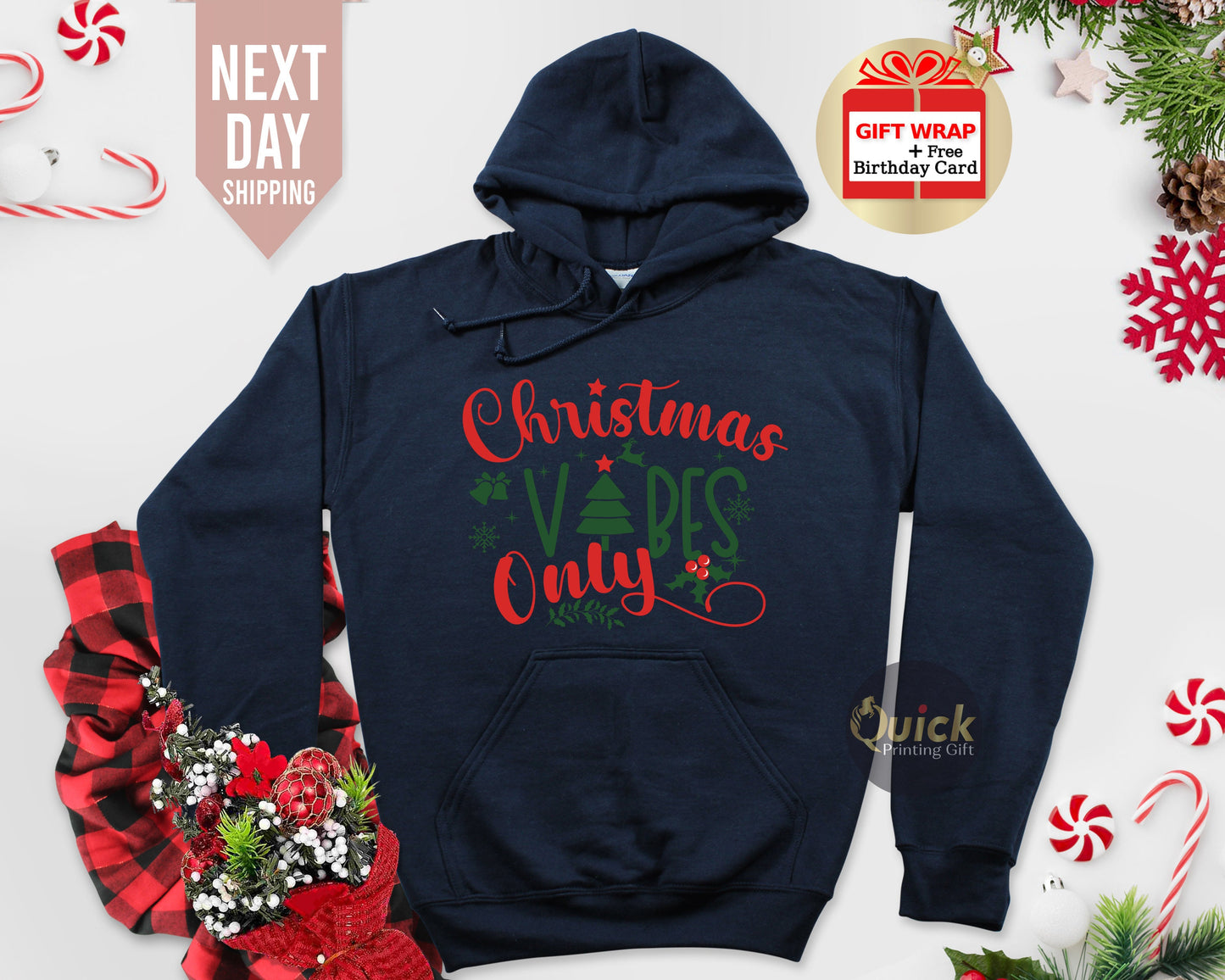 Christmas Vibes Hoodie UK, Merry Christmas Hoodies for Men Women, Christmas Party Hoodie, Holiday Hoodie, Christmas Gifts for Friends