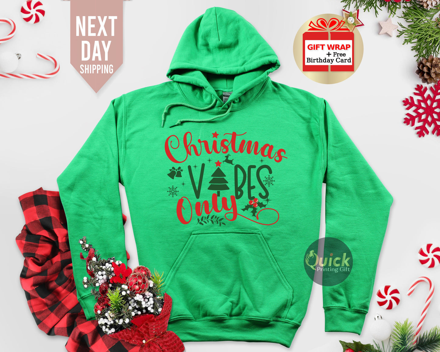 Christmas Vibes Hoodie UK, Merry Christmas Hoodies for Men Women, Christmas Party Hoodie, Holiday Hoodie, Christmas Gifts for Friends