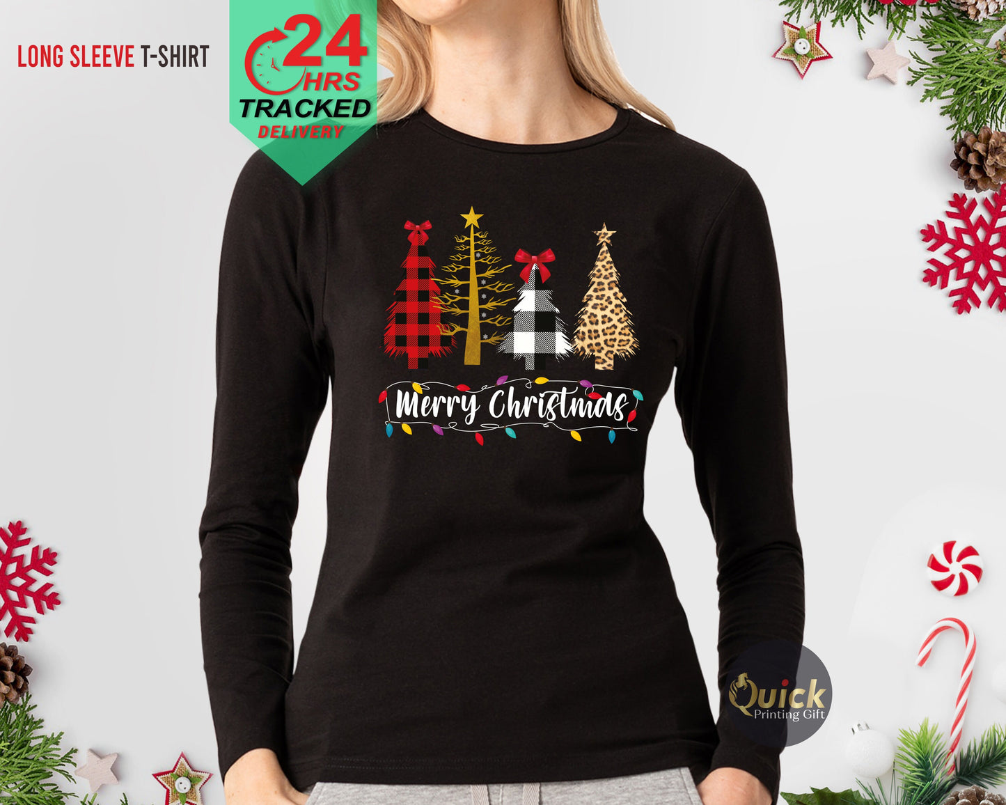 Merry Christmas Tree Long sleeve t shirts, Matching Family Christmas Sweatshirt, Cute Christmas Shirts Women Men, Christmas Top Long Sleeve