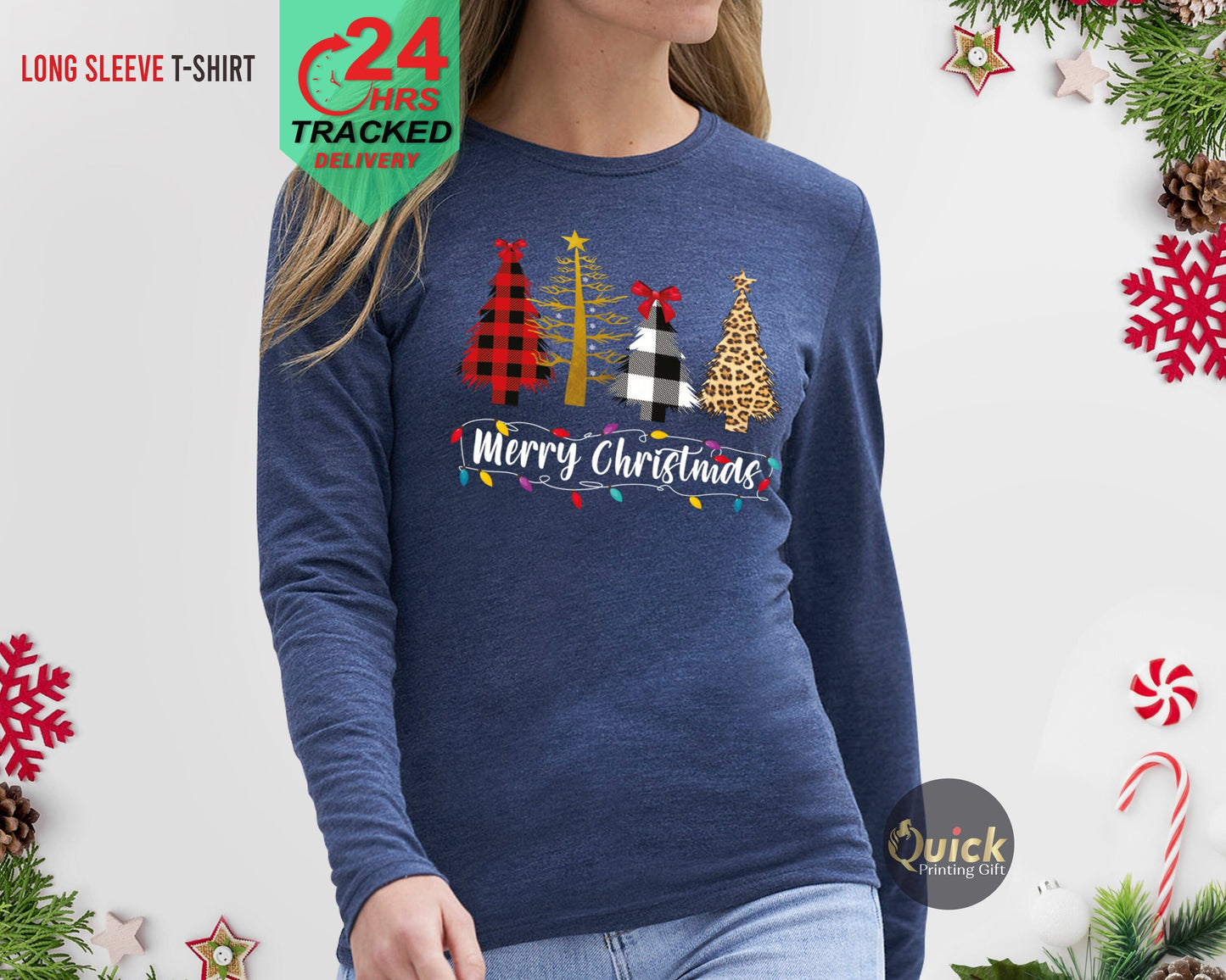 Merry Christmas Tree Long sleeve t shirts, Matching Family Christmas Sweatshirt, Cute Christmas Shirts Women Men, Christmas Top Long Sleeve