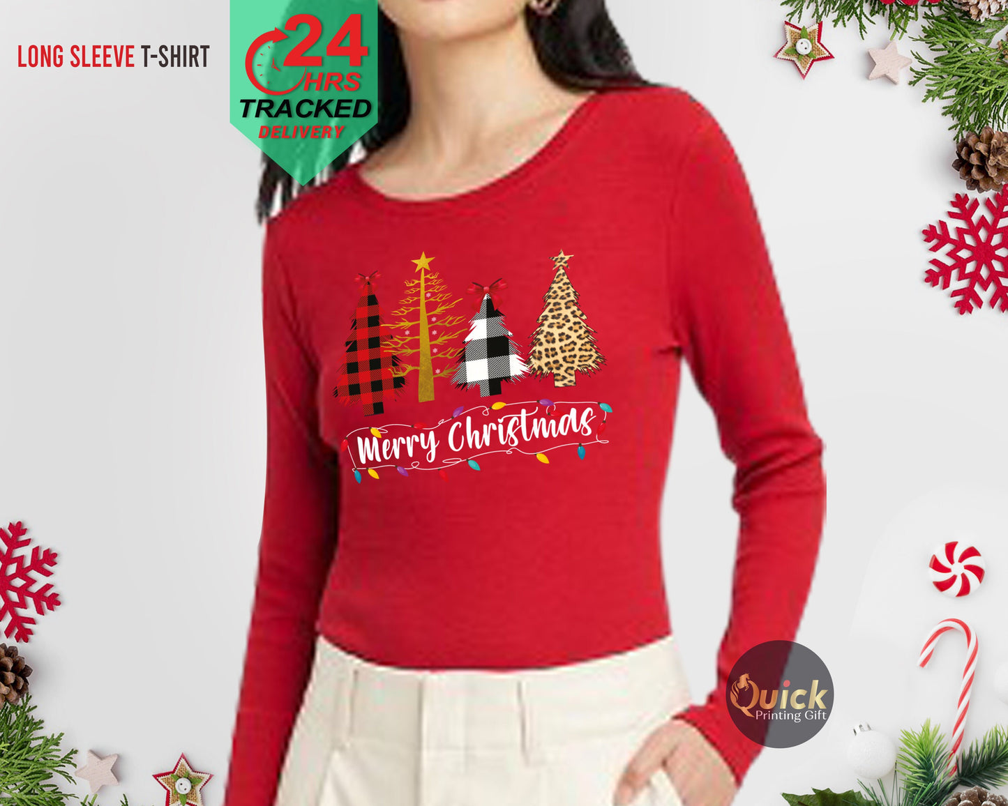 Merry Christmas Tree Long sleeve t shirts, Matching Family Christmas Sweatshirt, Cute Christmas Shirts Women Men, Christmas Top Long Sleeve