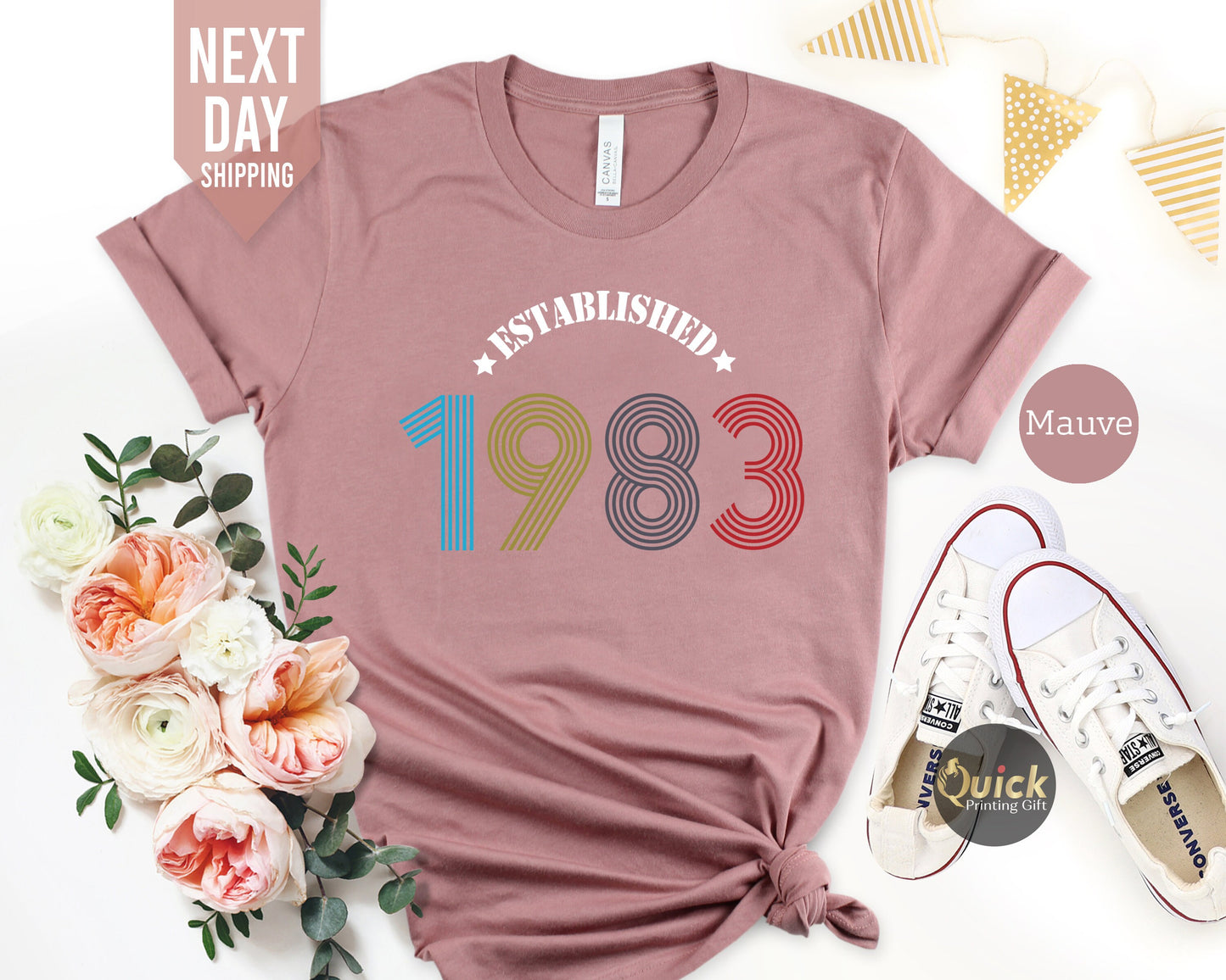 40th Birthday Ladies Shirt UK, Vintage 1983 Birthday Shirt, 40th Birthday Gifts for Women, Custom Birthday Gifts for her,Mothers day t shirt