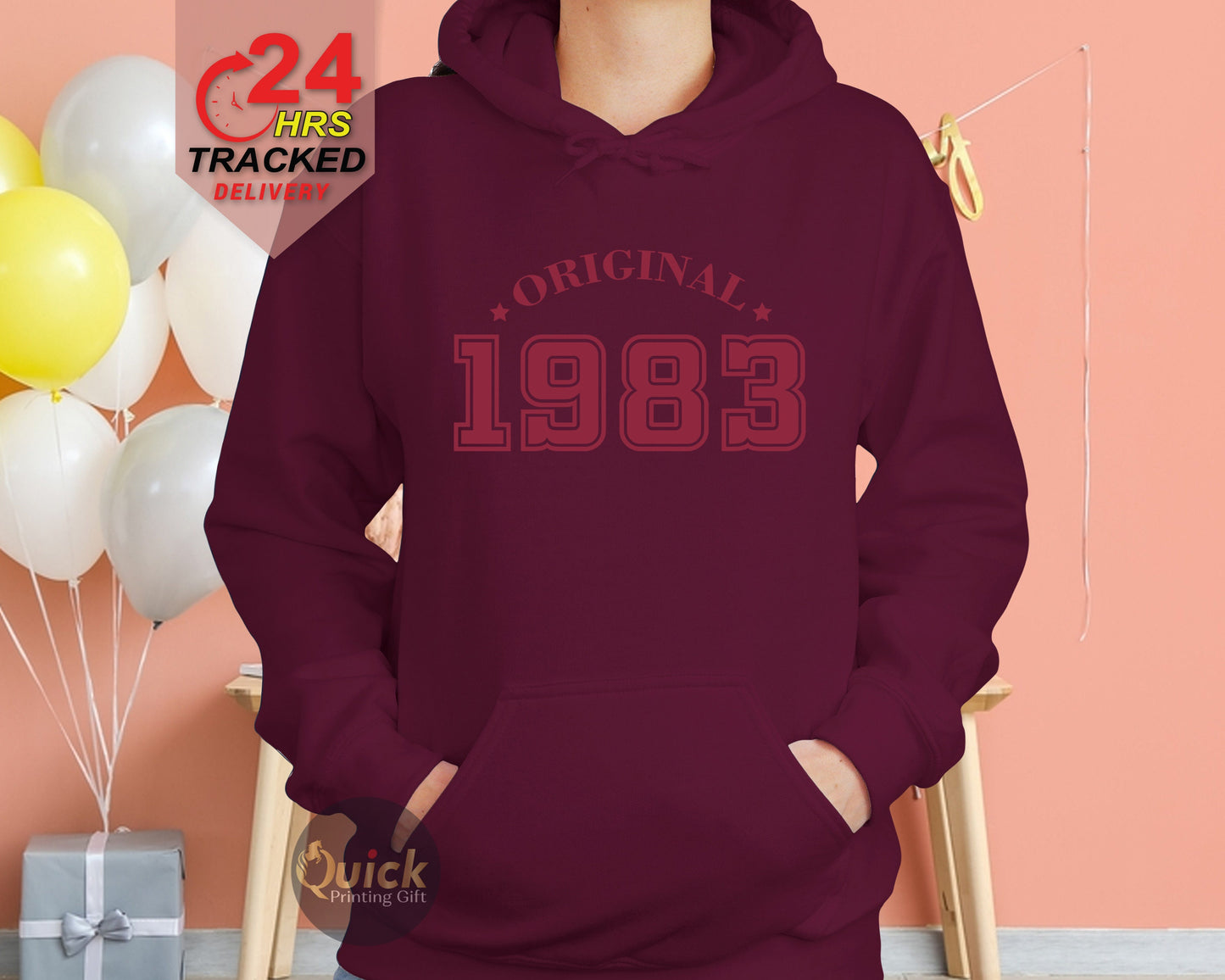 40th Birthday Hoodies UK, 40th Birthday Gifts for Women Men,Vintage 1983 Birthday Black Hoodie, Personalised Birthday Gift,February birthday