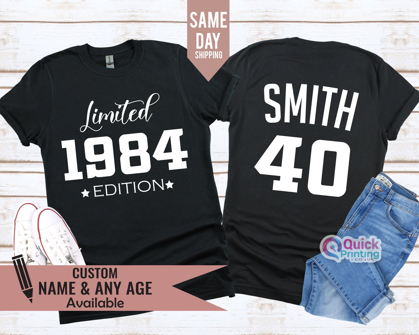 1984 Limited Edition Birthday TShirt 40th Custom Name Celebration Gift,Custom Birthday Gift Top UK,Limited edition DAD shirt Daughter Gift T