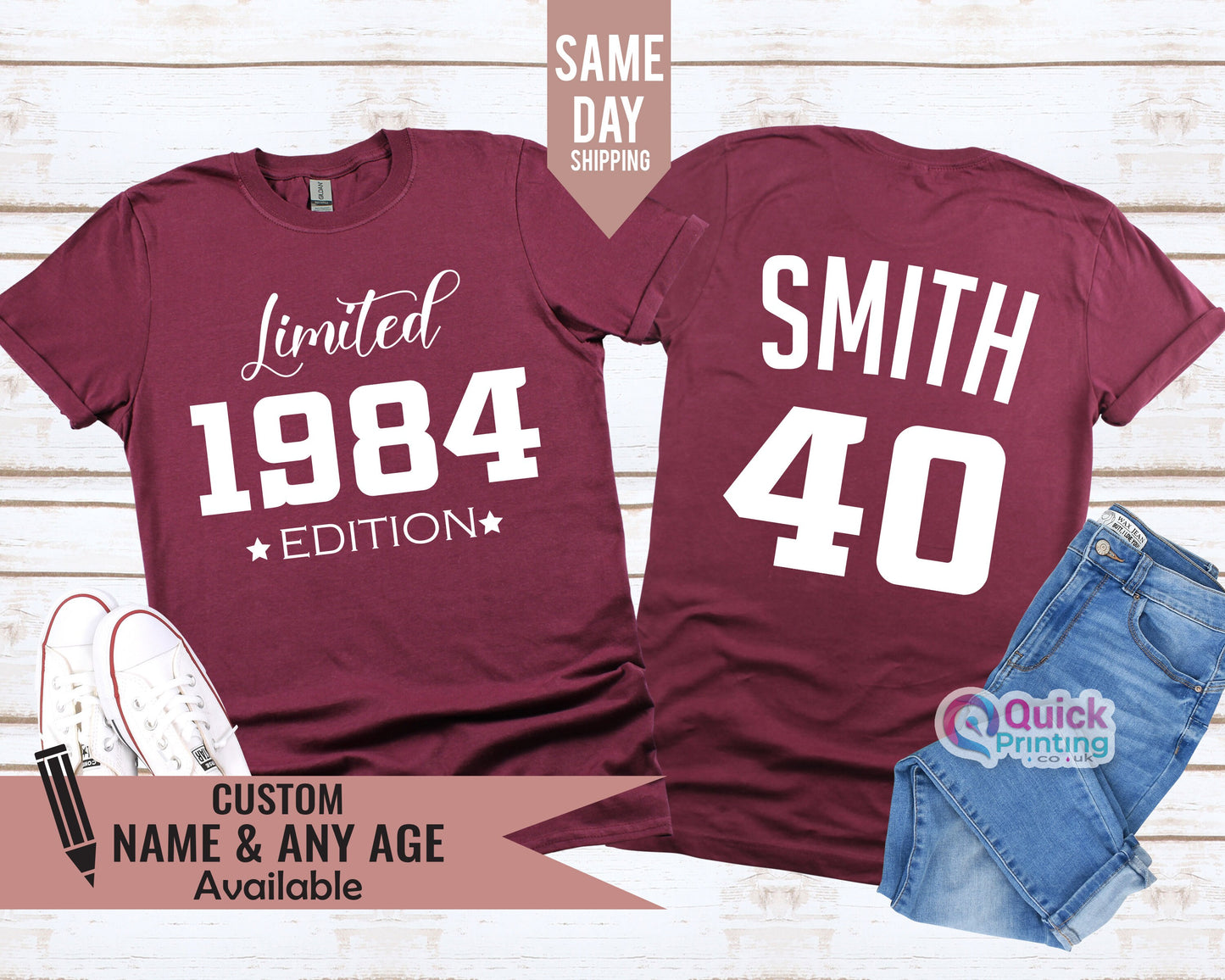 1984 Limited Edition Birthday TShirt 40th Custom Name Celebration Gift,Custom Birthday Gift Top UK,Limited edition DAD shirt Daughter Gift T
