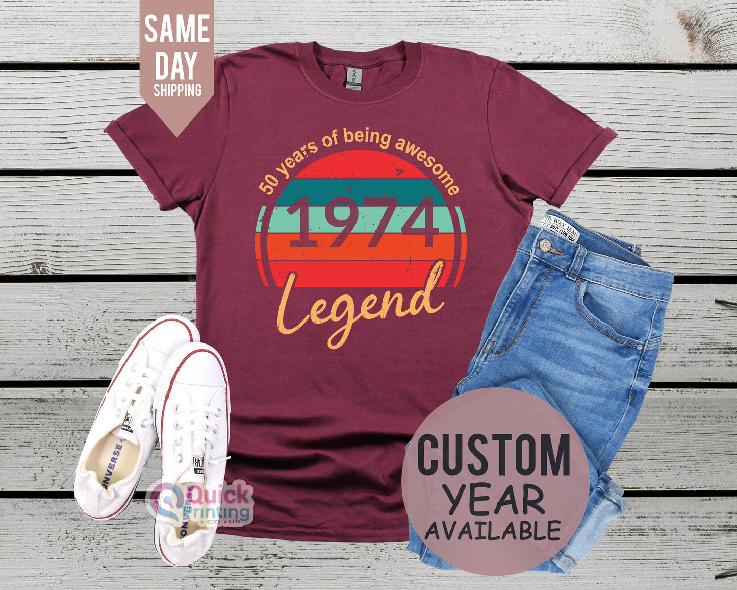 50th Birthday T Shirt, 50 Years Of Being Awesome Legend Born in 1974, 1974 Vintage Birthday Shirt, 50th Birthday Gifts for Women, Happy tee