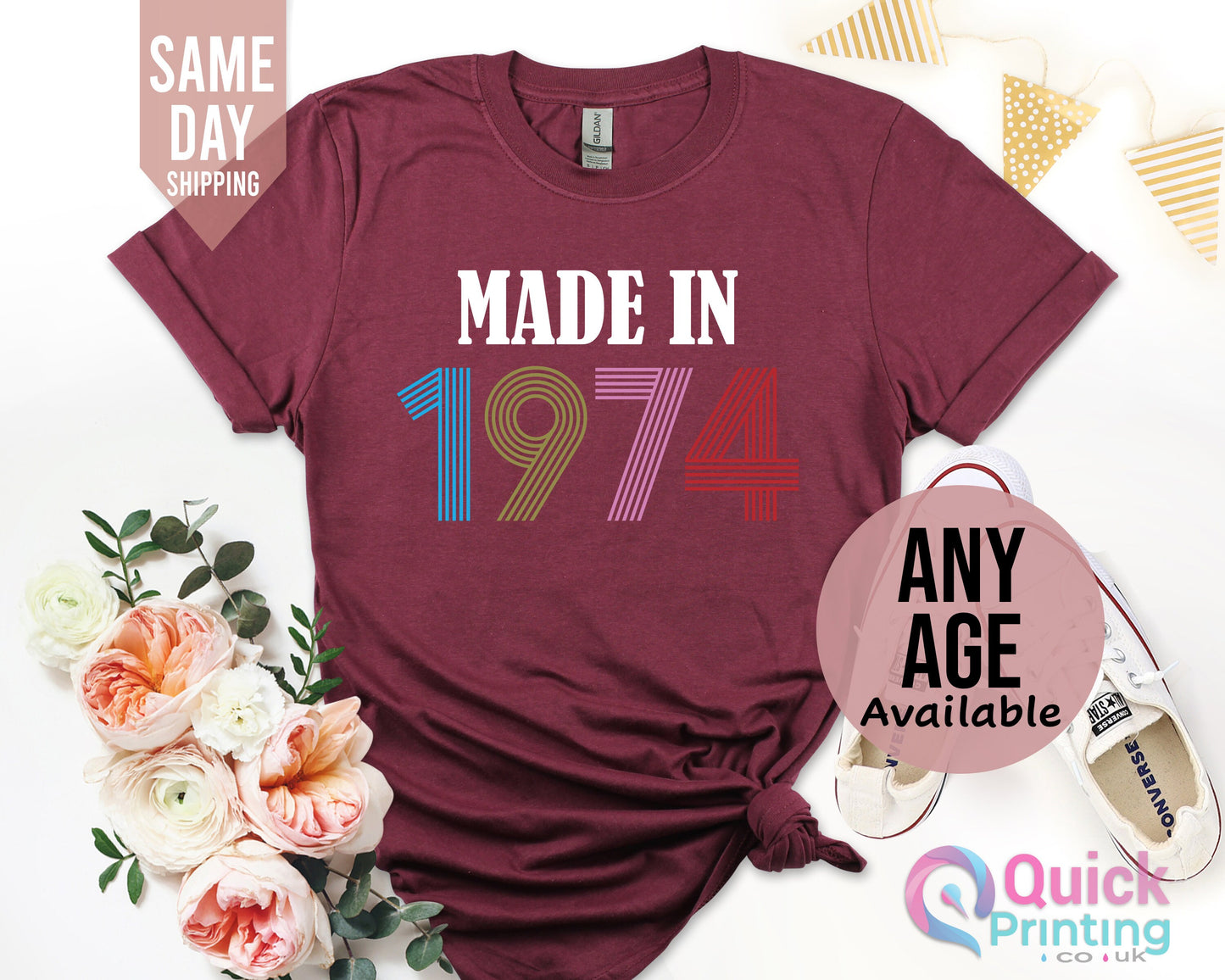 Made in 1974 tshirt, 50th Birthday Gifts for Women, Vintage 1974 Birthday Shirt, 50th Birthday Tshirt Custom Birthday Gifts for Mum Grandma