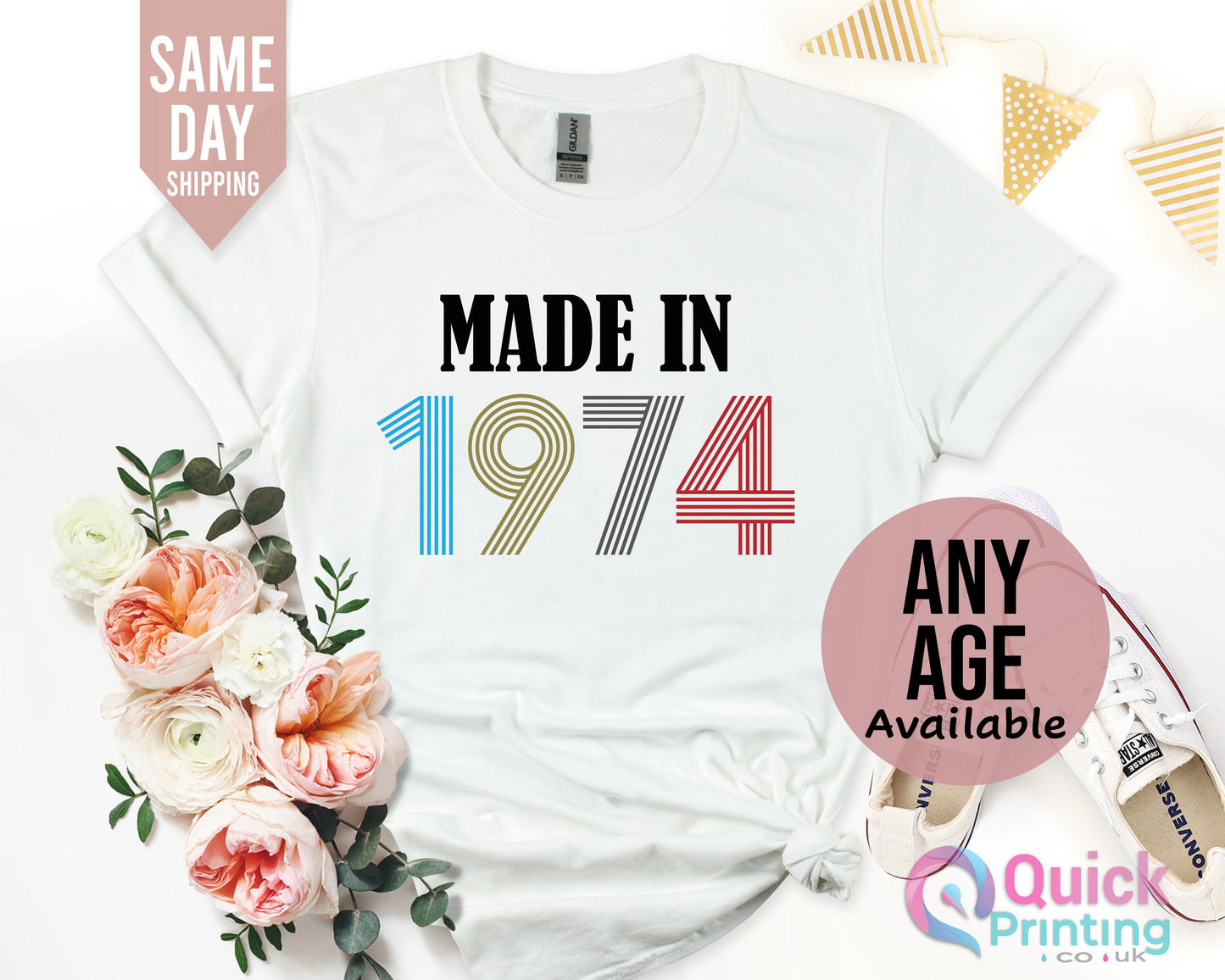 Made in 1974 tshirt, 50th Birthday Gifts for Women, Vintage 1974 Birthday Shirt, 50th Birthday Tshirt Custom Birthday Gifts for Mum Grandma