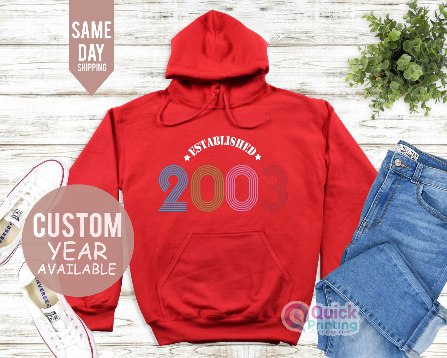 Established 2003 Birthday Hoodie, 21st Birthday Hoodies UK, 21st Birthday Gifts for Women Men, Personalised Birthday Gift for Dad Mum