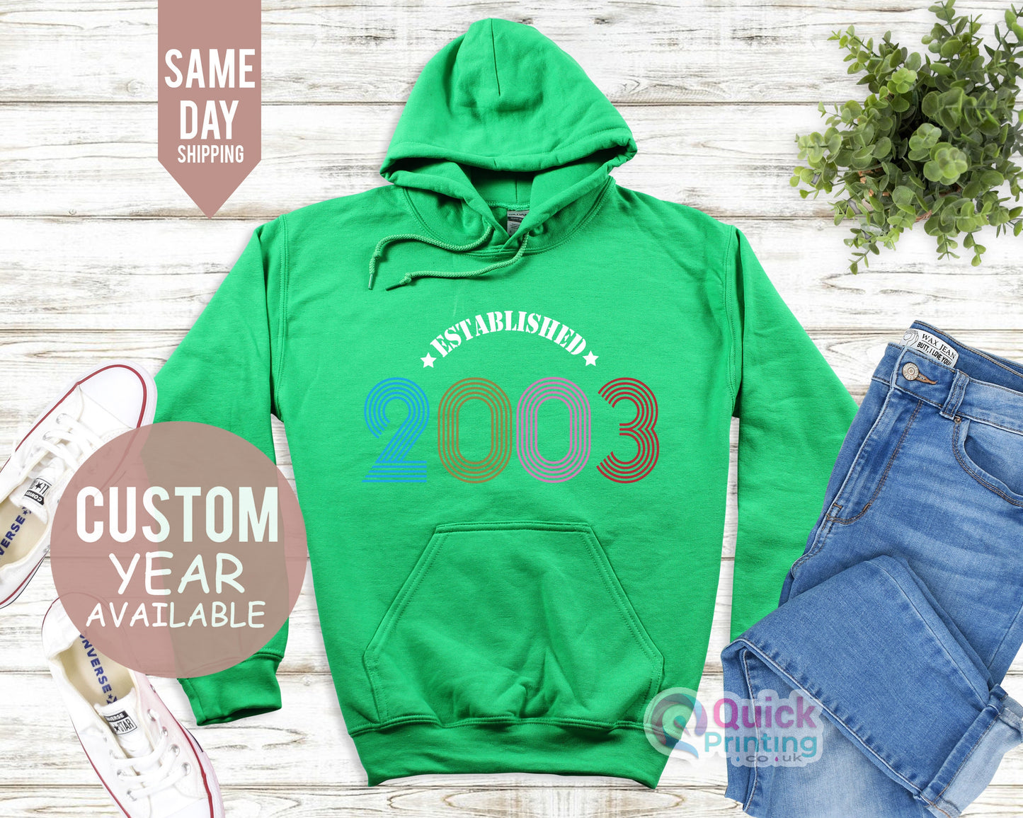 Established 2003 Birthday Hoodie, 21st Birthday Hoodies UK, 21st Birthday Gifts for Women Men, Personalised Birthday Gift for Dad Mum